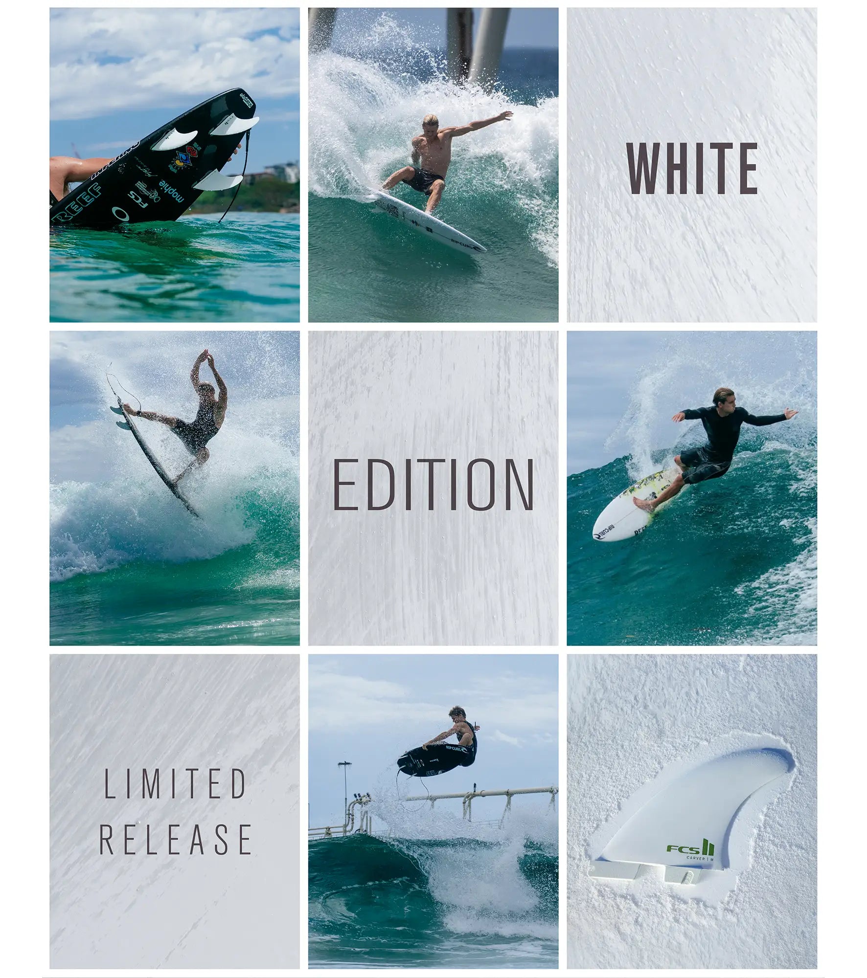 FCS II Carver Performance Core Thruster Fins - White Edition