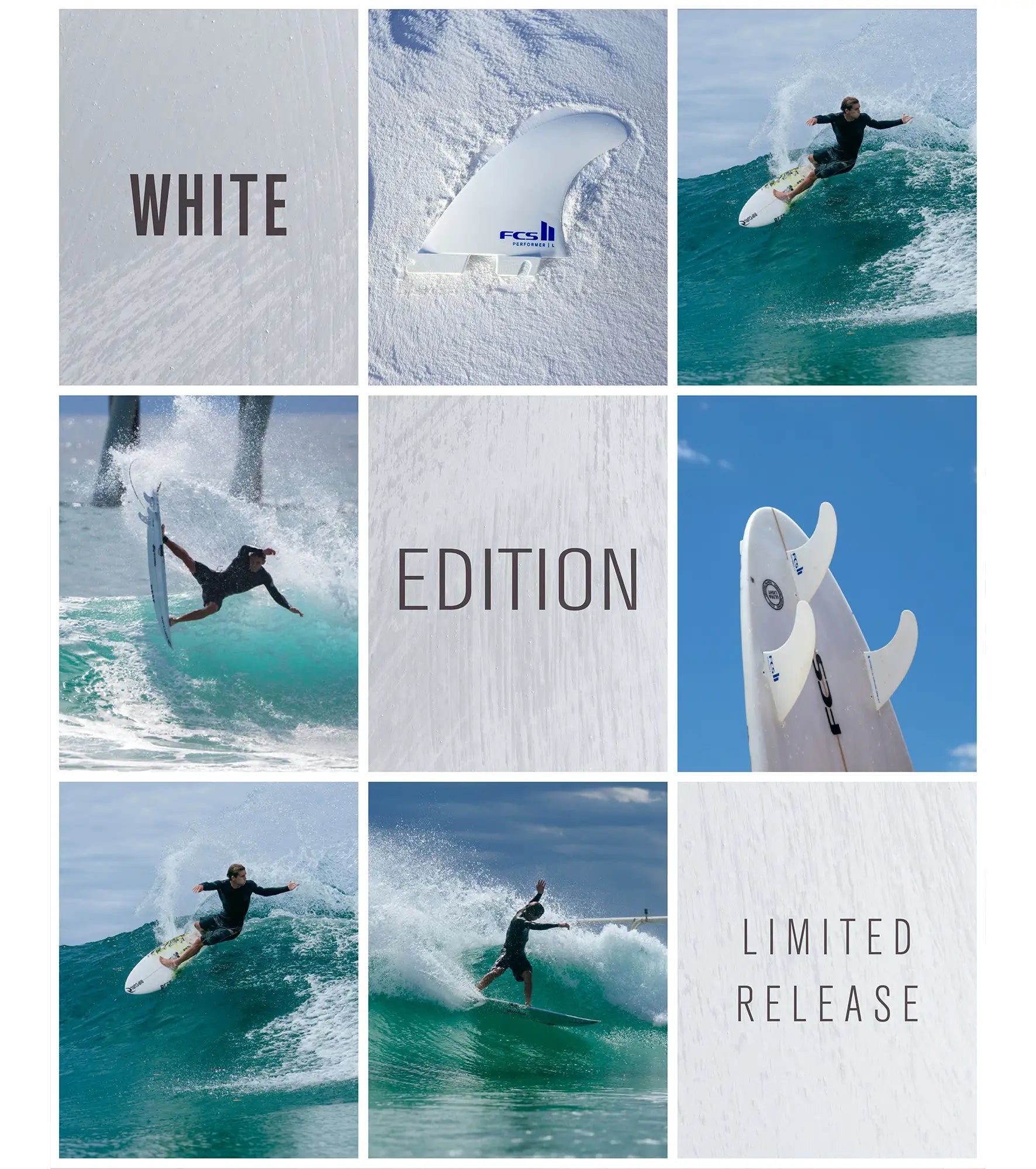 FCS II Performer Performance Core Thruster Fins - White Edition