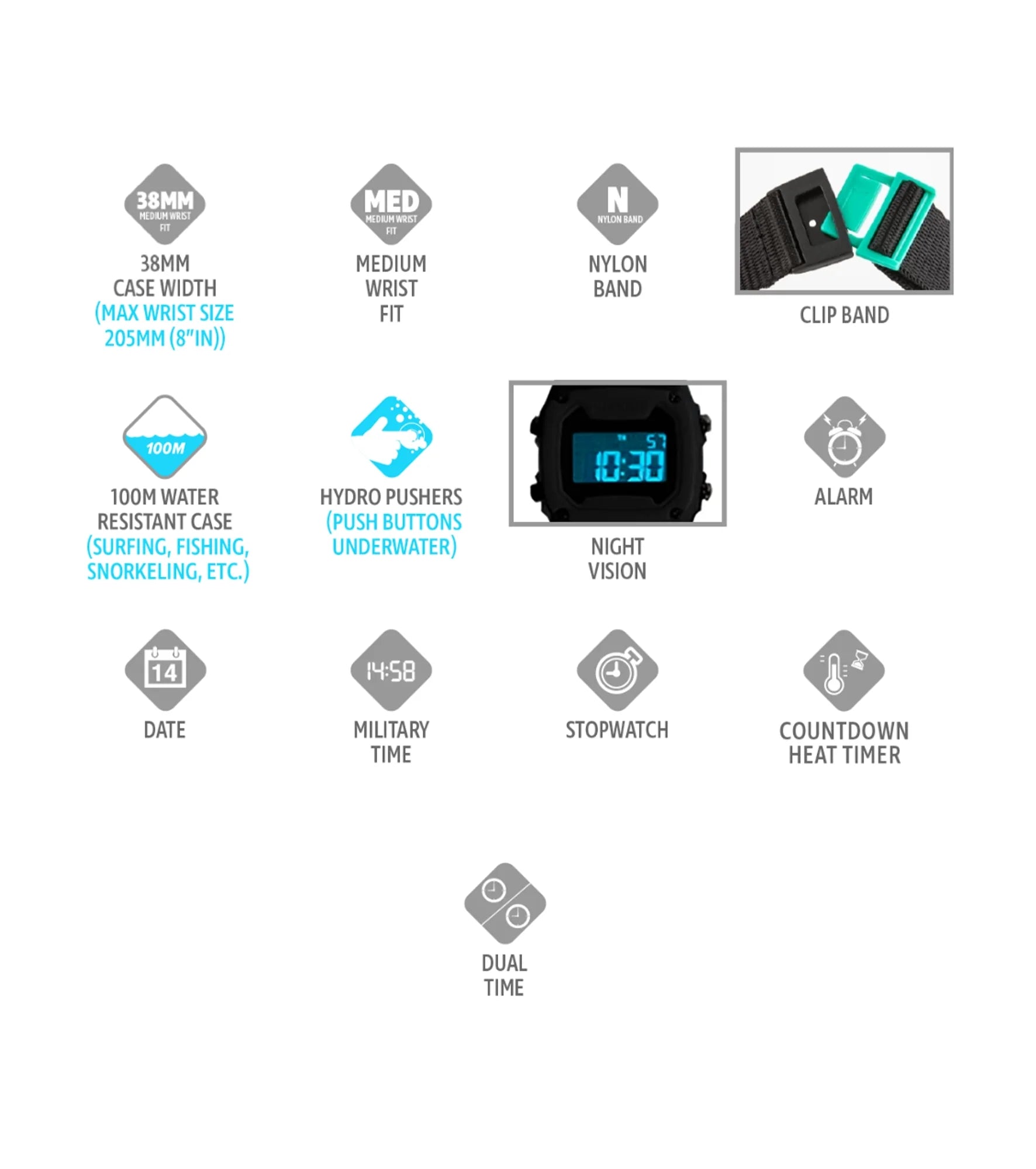 Freestyle - Shark Classic Clip - Black Neon - Watch