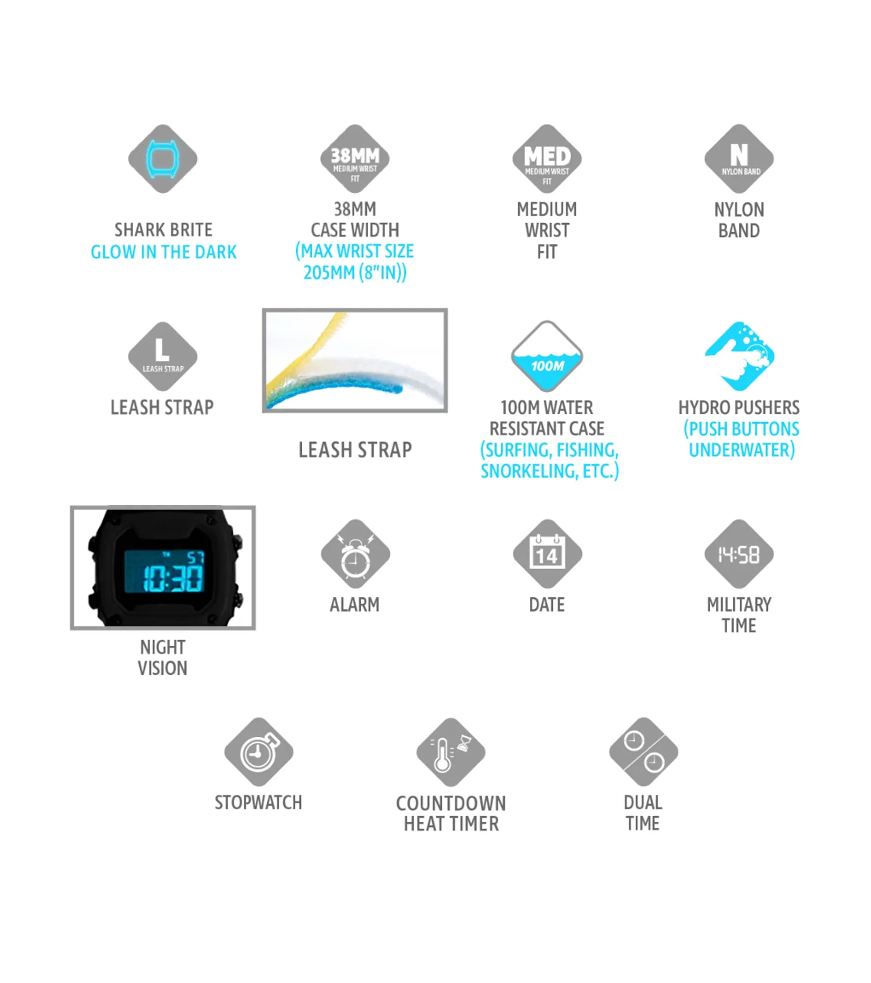 Freestyle - Shark Classic Leash - Kitefin Shark - Watch