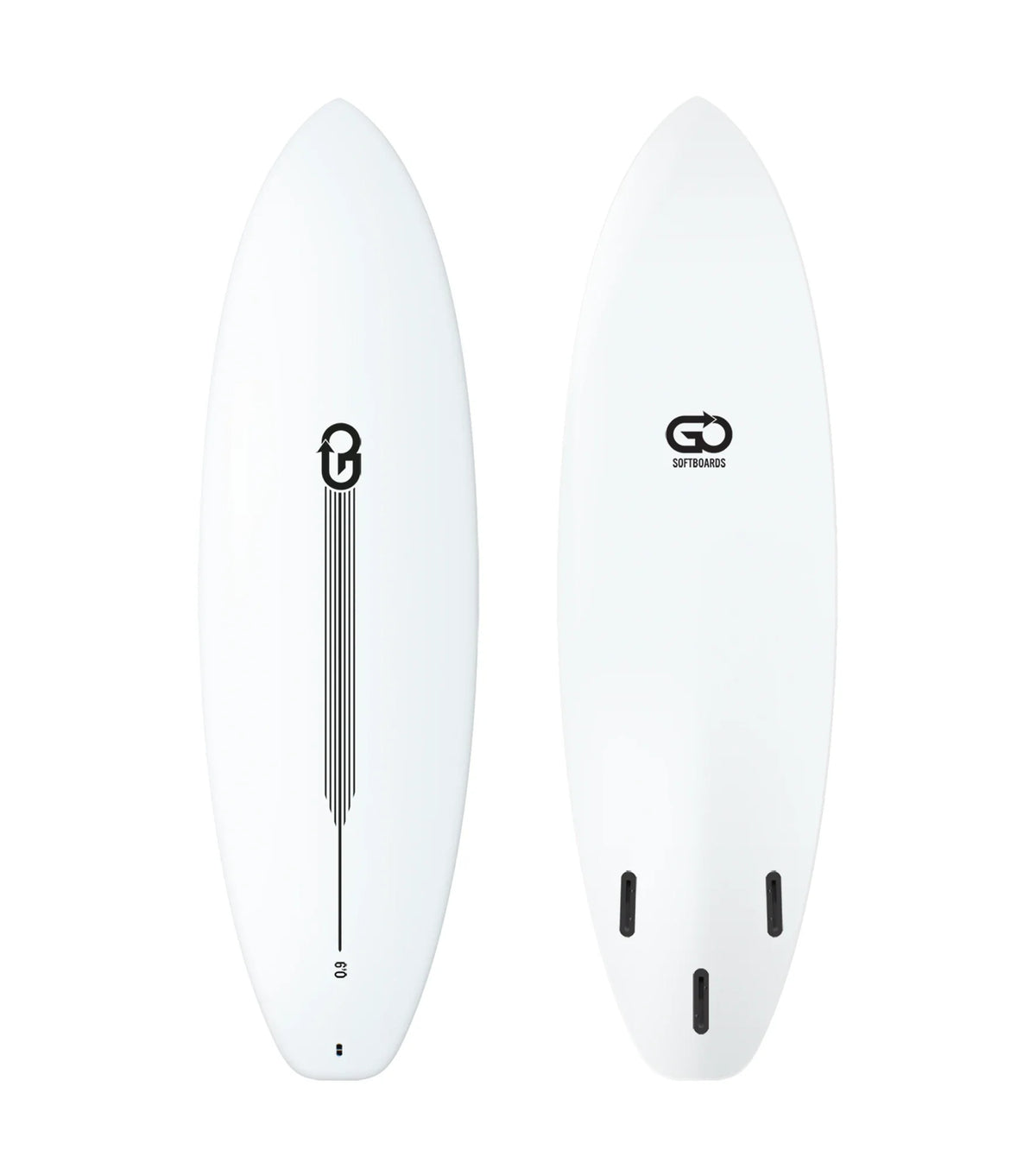 GO Softboards Surf Range - Fiber Tech - 3 Fin - White
