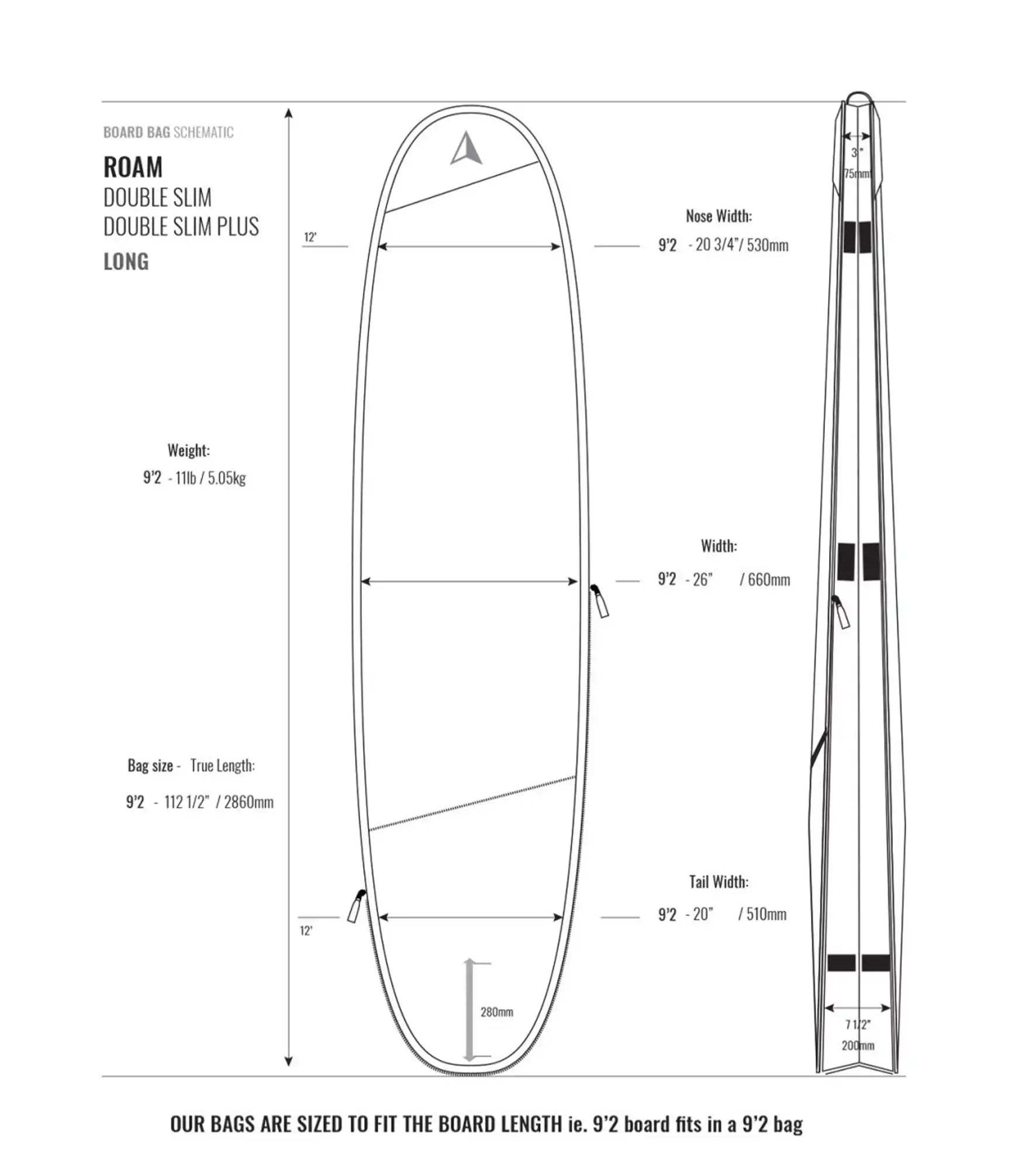 ROAM Tech PLUS Double Slim Longboard Board Bag